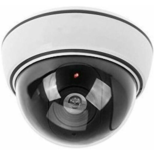 Blanc Dôme Fausse sécurité fictive Caméra CCTV imperméable à l'eau IR LED Clignotant Rouge Lumière Surveillance intérieure extérieure, 1 pièce 13Treize THSIDNE