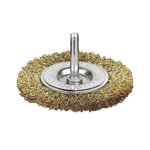 Brosse circulaire sur tige 6x25mm SIT 0979 - Pour perceuse - En acier laitonné 0,30mm - Ø100mm - E 9mm