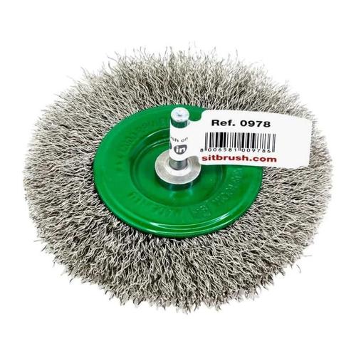 Brosse circulaire sur tige 6x25mm SIT 0978 - Pour perceuse - En inox 0,30mm - Ø100mm - E 9mm