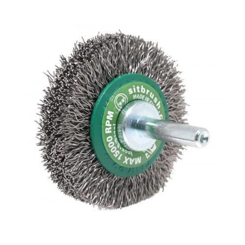 Brosse circulaire sur tige 6x25mm SIT 0976 - Pour perceuse - En acier inoxydable 0,30mm - Ø80mm - E 12mm