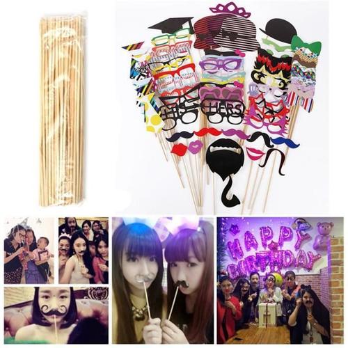 76pcs Diy Moustache Lèvre Lunettes Masque Photo Accessoire Pr Mariage Fête Party Fes81743