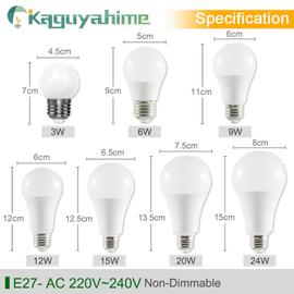 KaguyahRob Ampoule LED E14 24W 20W 15W 12W 9W, 10 pieces, lampe a intensite  variable 220V, haute luminosite, Lampada Lam138 Bombilla