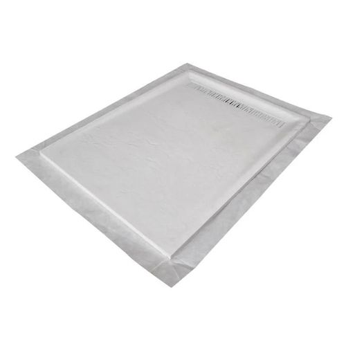 Receveur résine 120x80cm MARMOX RC12080SLATE-9010-LINE - Grille caniveau excentrée - Solid surface - Blanc imitation ardoise