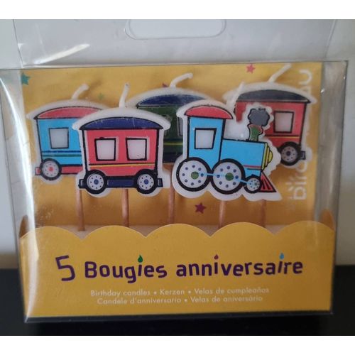 Lot de 5 bougies anniversaire petits trains