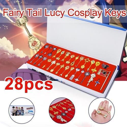 28PCS Nouveau Fairy Tail Cosplay Constellation Porte-clés Chaîne Pendentif Zodiac Lucy