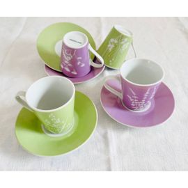 Service À Café Geneviève Lethu - 4 Tasses Et Sous Tasses