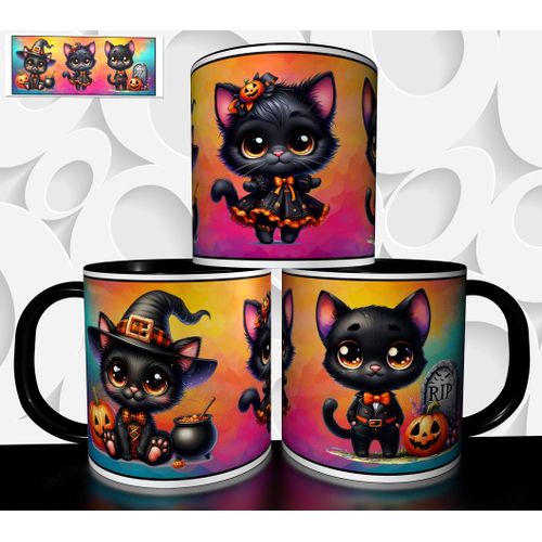 Mug Tasse À Café - Halloween Petit Chat Noir Mignon 2767