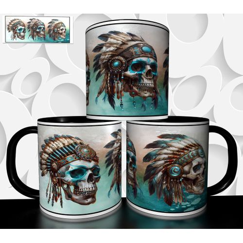 Mug Tasse À Café - Halloween Tete De Mort Indien D'amerique 2788