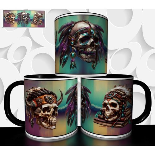 Mug Tasse À Café - Halloween Tete De Mort Indien D'amerique 2790