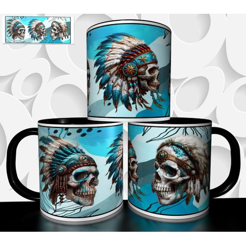 Mug Tasse À Café - Halloween Tete De Mort Indien D'amerique 2784