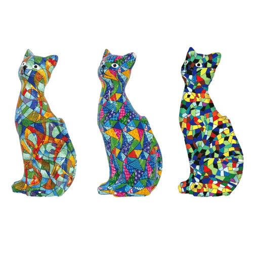 ORIGEN Home Decor Gato 3U Animales Figura de Gato Verde - 13x6x4cm<br /><br />