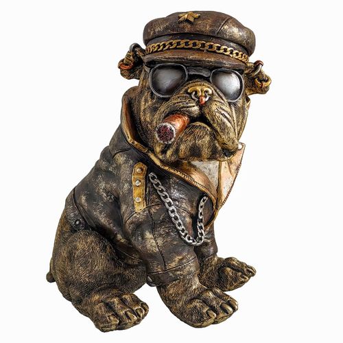 ORIGEN Home Decor Perro Bulldog Animales Figura de Perro Marrón - 22x19x18cm<br /><br />
