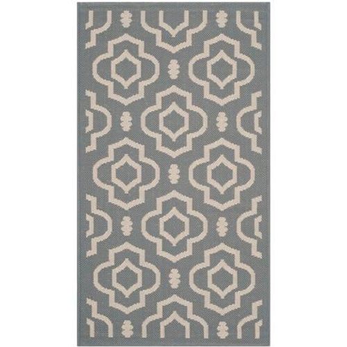 Tapis D'intérieur / Extérieur Treillis Safavieh Cour Gris - 80 X 150 Cm
