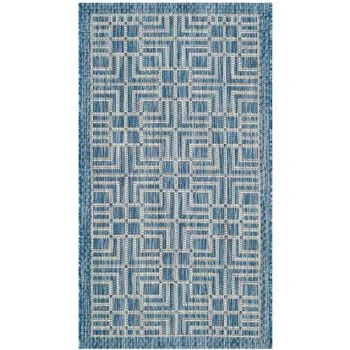 Tapis D'intérieur / Extérieur Contemporain Safavieh Cour Bleu - 160 X 230 Cm