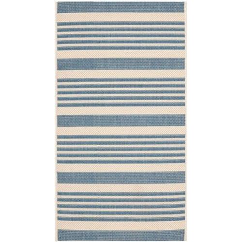 Tapis D'intérieur / Extérieur Rayé Safavieh Cour Bleu - 80 X 150 Cm