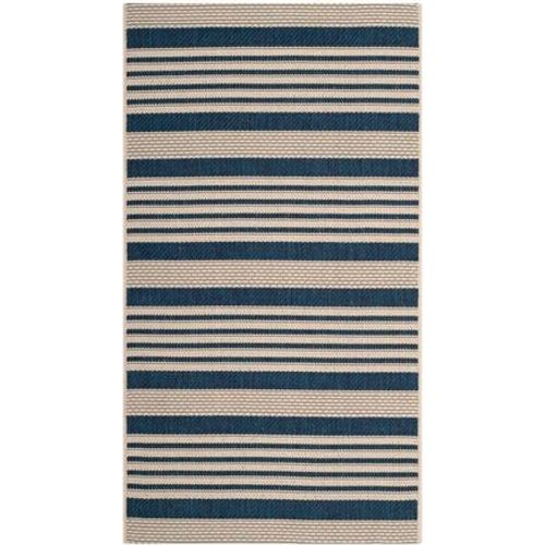 Tapis D'intérieur / Extérieur Rayé Safavieh Cour Bleu - 160 X 230 Cm
