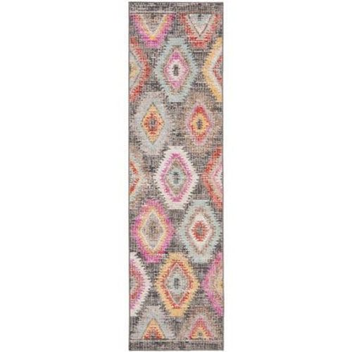 Tapis D'intérieur / Extérieur Lumineux Et Moderne Safavieh Montage Gris - 70 X 240 Cm