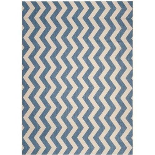 Tapis D'intérieur / Extérieur Chevron Safavieh Cour Bleu - 160 X 230 Cm