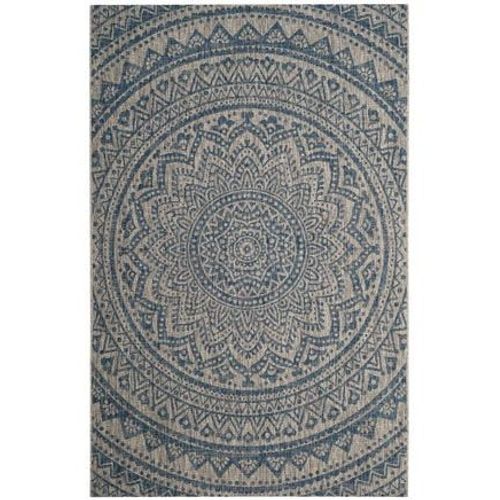 Tapis D'intérieur / Extérieur Contemporain Safavieh Cour Gris - 80 X 150 Cm
