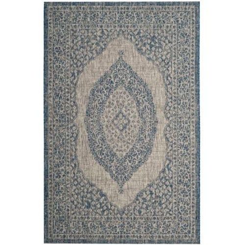 Tapis D'intérieur / Extérieur Contemporain Safavieh Cour Gris - 160 X 230 Cm
