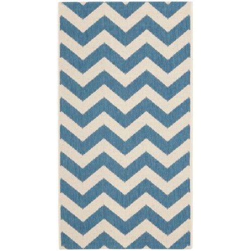 Tapis D'intérieur / Extérieur Chevron Safavieh Cour Bleu - 120 X 170 Cm