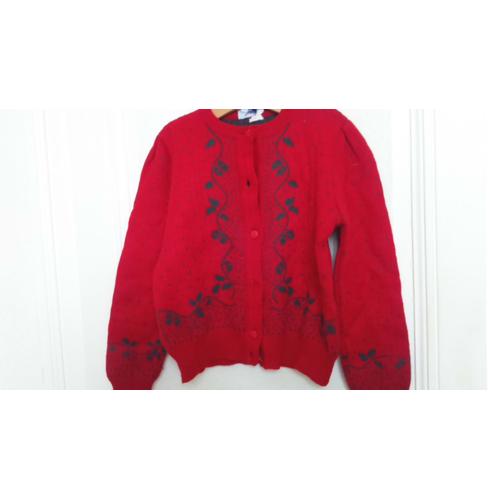 Splendide Gilet Fille Rouge " Jacadi " Taille 6/8 Ans Idée Cadeau