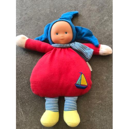 Doudou Poupée Rouge Bleu Bateau Grelot Corolle 24m