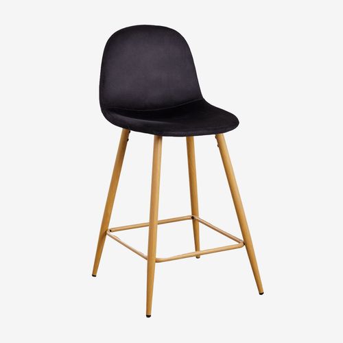 Pack De 2 Tabourets Hauts En Velours Glamm Bois Naturel ¿65 Cm