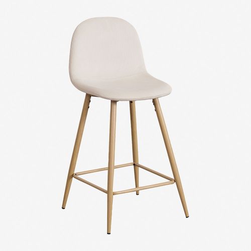 Pack De 2 Tabourets Hauts En Velours Côtelé Glamm Bois Naturel ¿65 Cm
