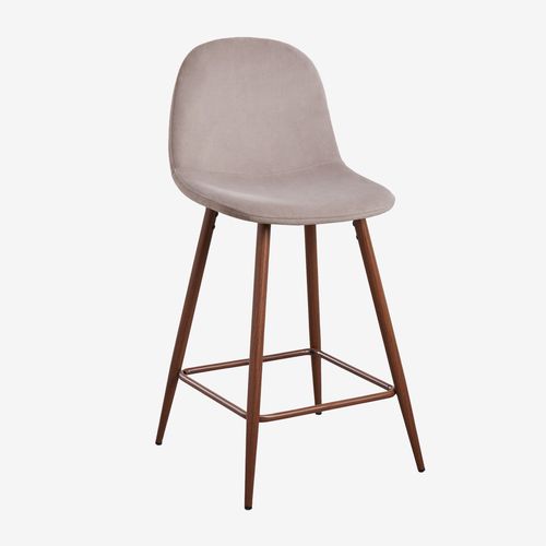 Pack De 2 Tabourets Hauts En Velours Glamm Bois Foncé ¿65 Cm