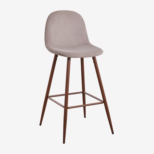 Pack De 2 Tabourets Hauts En Velours Glamm Bois Foncé ¿75 Cm