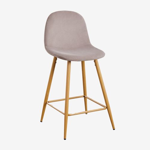 Pack De 2 Tabourets Hauts En Velours Glamm Bois Naturel ¿65 Cm
