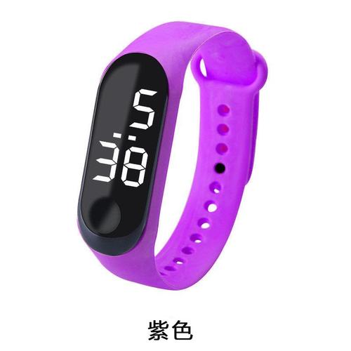 Blanc L Violet Montre-Bracelet De Sport Étanche Pour Enfants, Montre Tactile Led Pour Fille, Horloge Numérique Pour Écoliers Et Femmes