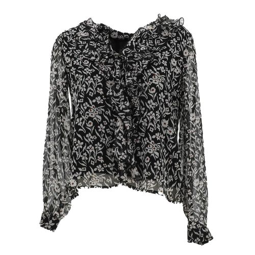 Tee Shirt Manches Longues Salsa Ruffled Blouse With All-Over Pattern Noir