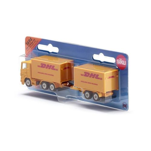 Siku 1694 Camion Dhl Avec Remorque Métal Plastique Jaune Hayons Ouvrants Remorque Détachable