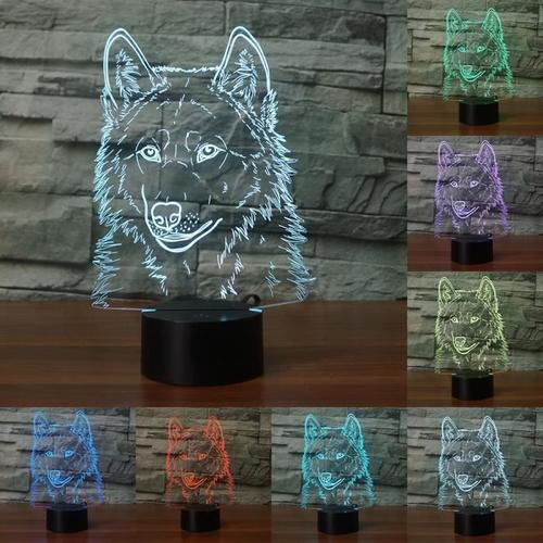 Loup 3d Led Night Lights 7 Lumière Couleurs Table Lampes Pour La Partie Enfants Chambre Lampe Bébé Jouets Cadeau De Noël Fes83983