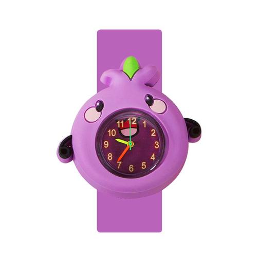 Marron Foncé Montre À Quartz Apple Pour Enfants, Temps D'étude Pour Bébé, Motif D'insectes Et De Fruits, Cadeaux Pour Enfants, Filles Et Garçons