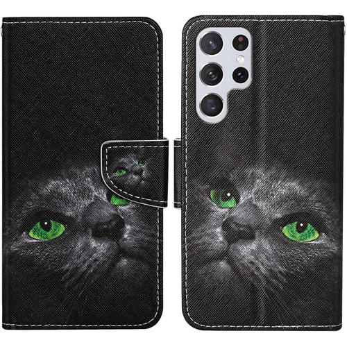 Coque Pour Samsung Galaxy S23 Ultra, Coque En Cuir Pu Pour Samsung S23 Ultra, Housse En Cuir Pu Galaxy S23 Ultra, Magnétique Etui Protection Pour Samsung S23 Ultra Portefeuille Chat 4