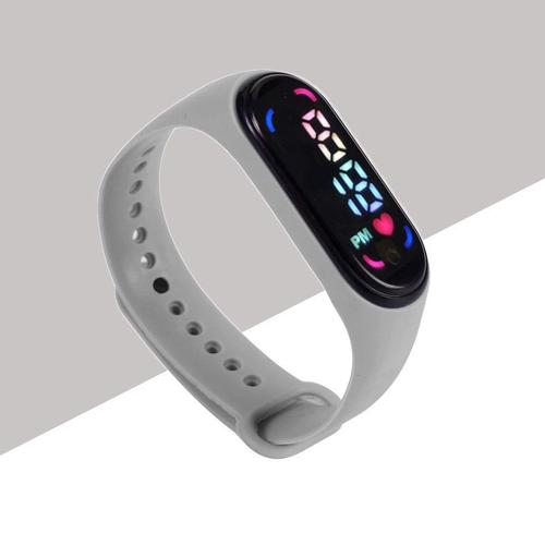 Nouveau L Gris Montre-Bracelet De Sport Étanche Pour Enfants, Montre Tactile Led Pour Fille, Horloge Numérique Pour Écoliers Et Femmes