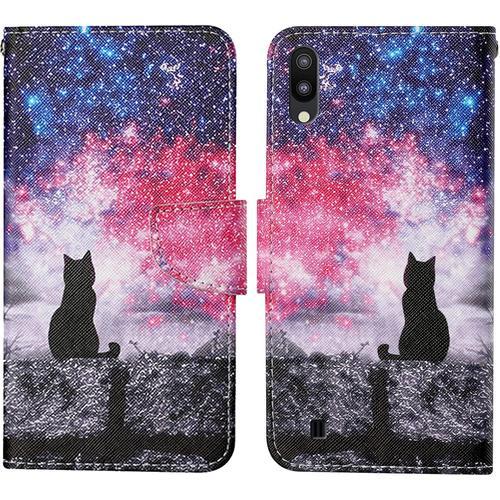 Coque Pour Samsung Galaxy A10/M10, Coque En Cuir Pu Pour Samsung A10/M10, Housse En Cuir Pu Galaxy A10/M10, Etui Housse De Protection Pour Samsung A10/M10 Etui Portefeuille Chat 3