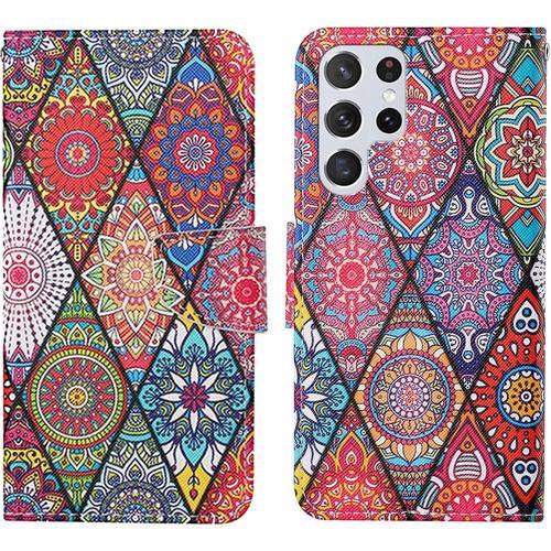 Coque Pour Samsung Galaxy S23 Ultra, Coque En Cuir Pu Pour Samsung S23 Ultra, Housse En Cuir Pu Galaxy S23 Ultra, Magnétique Etui Protection Pour Samsung S23 Ultra Portefeuille Totem 1