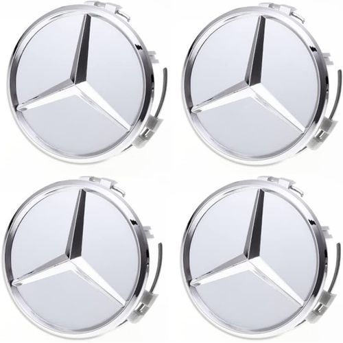 4pcs Capuchons De Centre De Roue (Compatible-75bz-Sliver) Pour Mercedes Benz, 75mm/2.95"" Capuchons De Moyeu De Roue De Voiture Couvercle De Moyeu Abs
