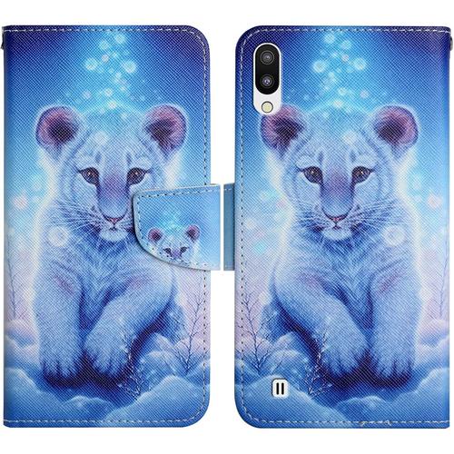 Coque Pour Samsung Galaxy A10/M10, Coque En Cuir Pu Pour Samsung A10/M10, Housse En Cuir Pu Galaxy A10/M10, Etui Housse De Protection Pour Samsung A10/M10 Etui Portefeuille Léopard