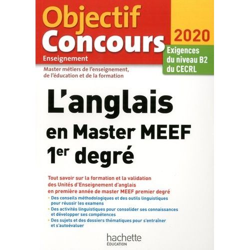 L'anglais En Master Meef 1er Degré - Exigences Du Niveau B2 Du Cecrl