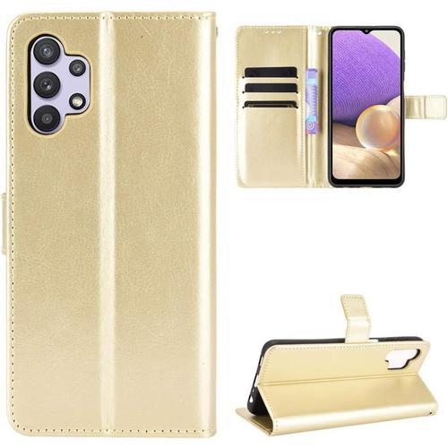 Coque Pour Samsung Galaxy A32 5g. Housse En Cuir Flip Case Portefeuille, Flip Coque Premium Avec Emplacement De Cartes, Coque Etui Pour Samsung Galaxy A32 5g.Or