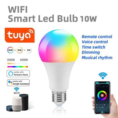 Ampoule LED RGB E27, AC 85-265V, lampe intelligente avec télécommande IR,  RGBW