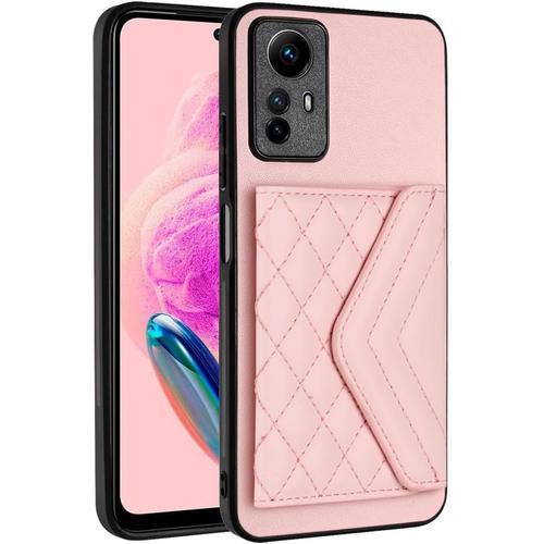 pour Xiaomi Redmi Note 12S 4G Coque - Étui Portefeuille Support de Carte Fentes Arrière Poche Antichoc Pare-Chocs RFID Blocage Housse de Protect pour Xiaomi Redmi Note 12S 4G R20 -Pink