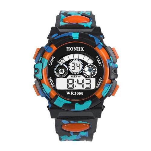 H Montre De Sport Étanche Pour Enfants, Montres Électroniques Multifonctions Pour Filles Et Garçons