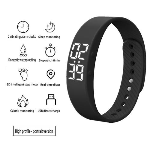 Noir Montre Intelligente Étanche Pour Enfants, Écran De Sport Pour Hommes, Montre De Fitness Pour Étudiants, Alarme Vibrante