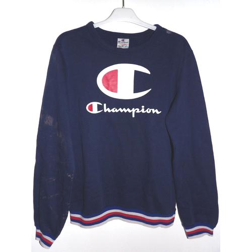 Sweat Shirt Champion Grunge Motif Tache Peinture Chaîne Bleu Col Rond, Sweatshirt Pull Coton Sport - Garçon Fille 13 / 14 Ans